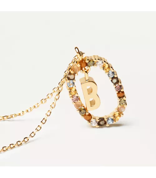 Collar P D Paola, letra B, con baño de oro de 18k.