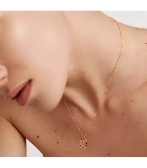 Collar P D Paola, letra J, con baño de oro de 18k.