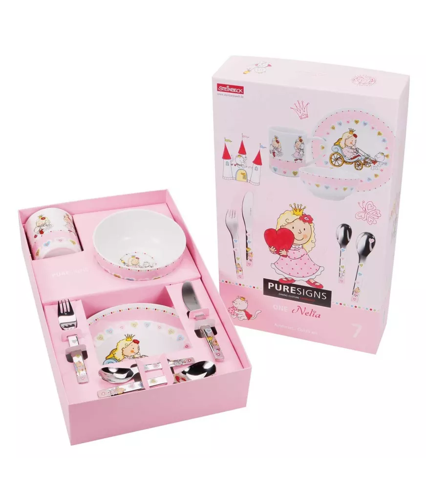 Set 7 piezas vajilla y cubiertos "Princesa".
