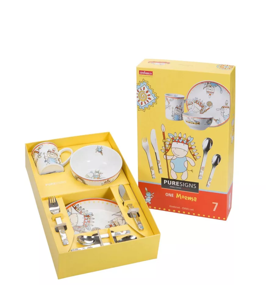 Set 7 piezas vajilla y cubiertos "Indio".