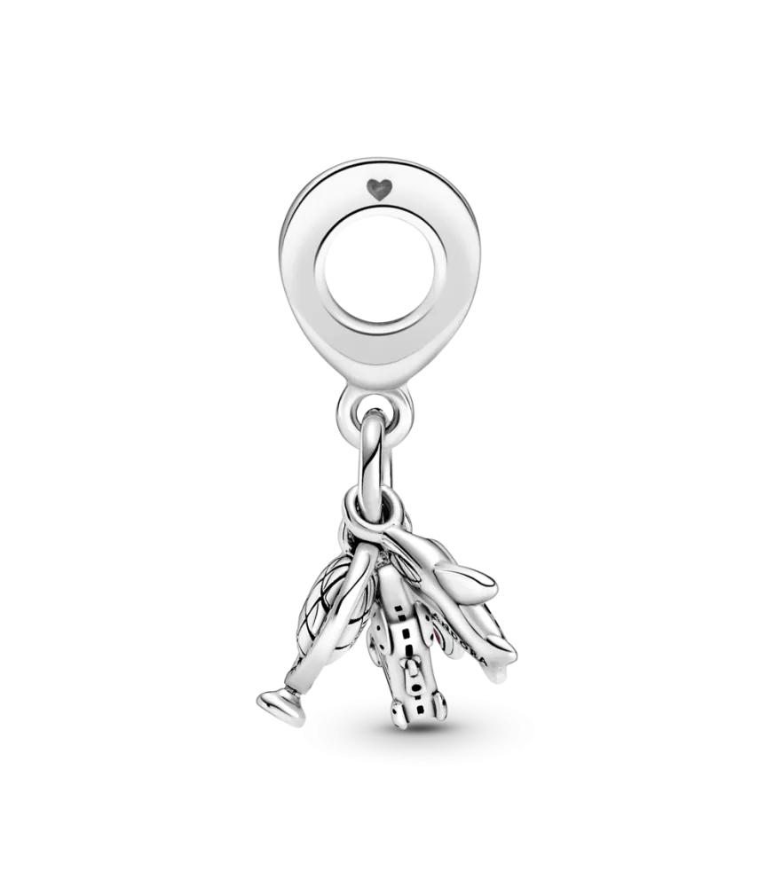Charm Colgante en plata de ley Avión, Globo y Maleta