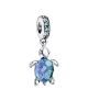 Charm Colgante en plata de ley Cristal de Murano Tortuga Marina