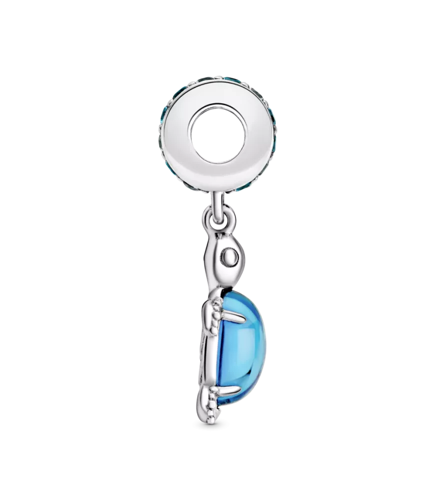 Charm Colgante en plata de ley Cristal de Murano Tortuga Marina
