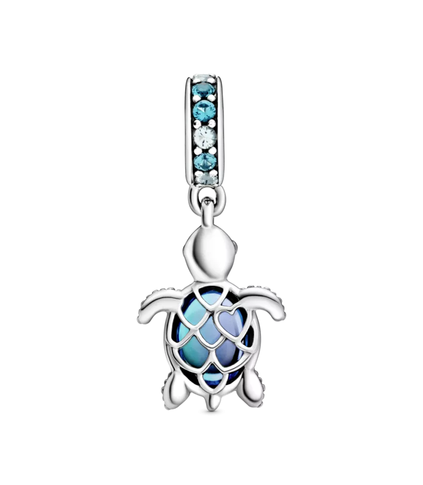 Charm Colgante en plata de ley Cristal de Murano Tortuga Marina