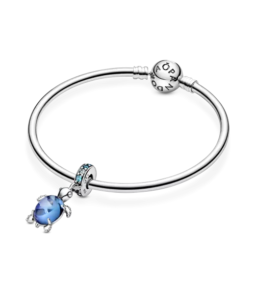 Charm Colgante en plata de ley Cristal de Murano Tortuga Marina