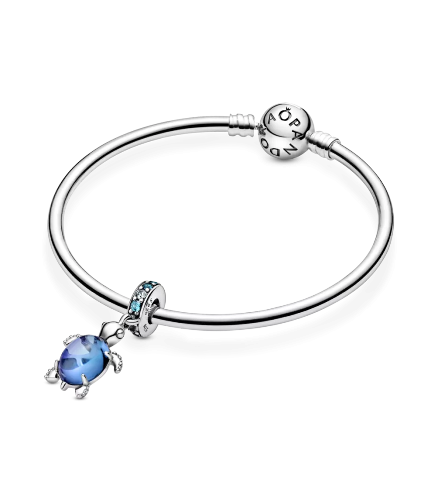 Charm Colgante en plata de ley Cristal de Murano Tortuga Marina