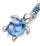 Charm Colgante en plata de ley Cristal de Murano Tortuga Marina