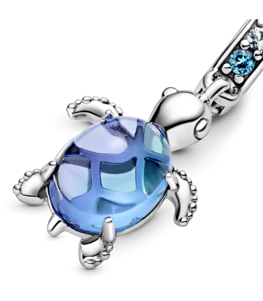 Charm Colgante en plata de ley Cristal de Murano Tortuga Marina