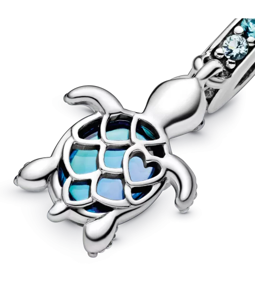 Charm Colgante en plata de ley Cristal de Murano Tortuga Marina