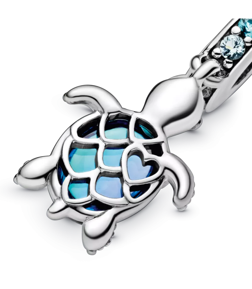 Charm Colgante en plata de ley Cristal de Murano Tortuga Marina