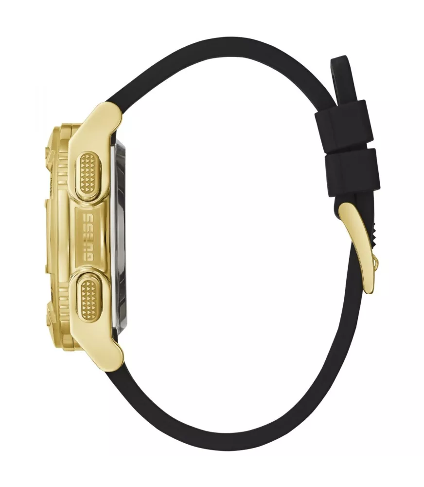 Reloj Guess de cuarzo y digital. Con correa de caucho negro.