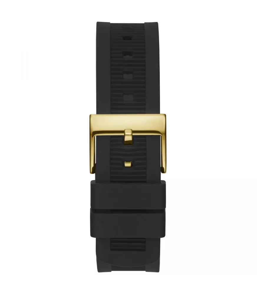 Reloj Guess de cuarzo y digital. Con correa de caucho negro.