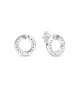  Pendientes de botón en plata de ley Círculo Reversible en Pavé & Logo