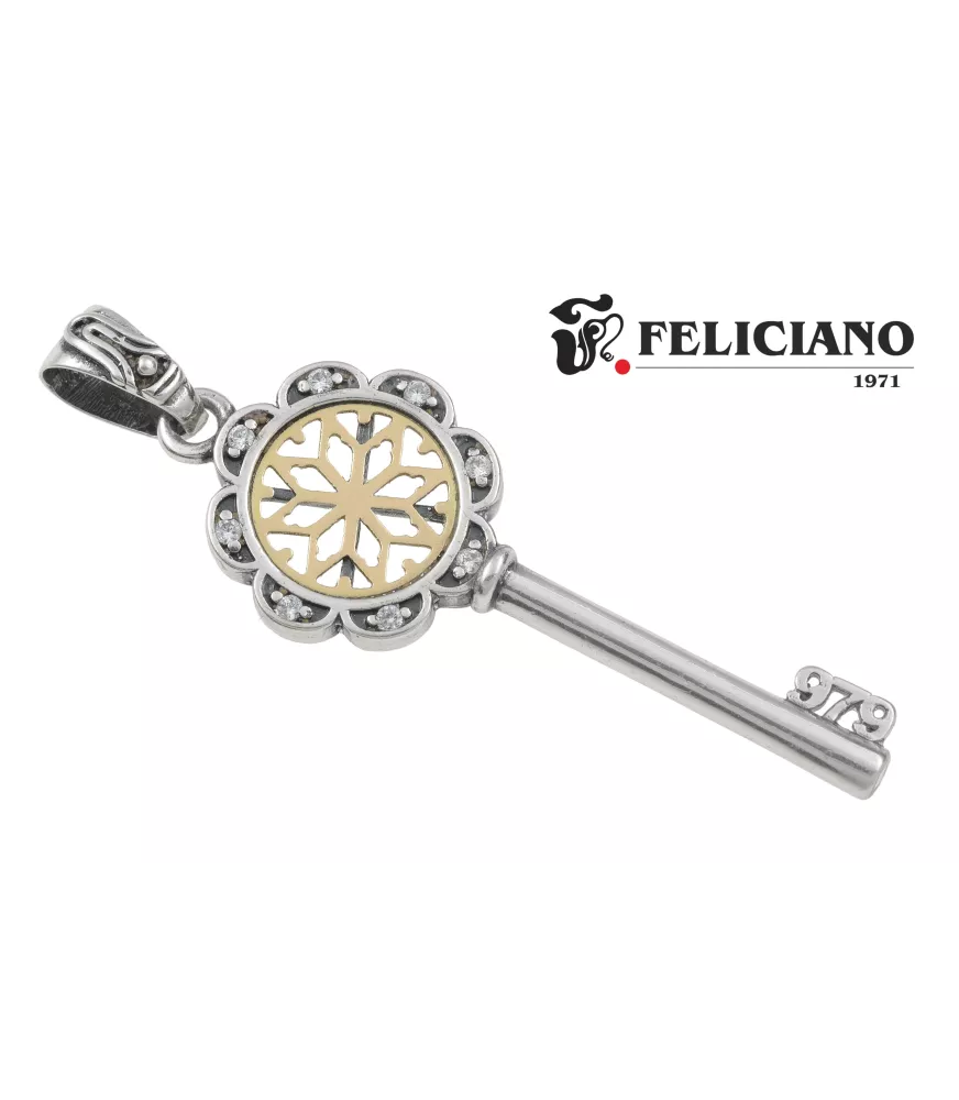 Colgante Llave grande en plata y oro, La bella desconocida