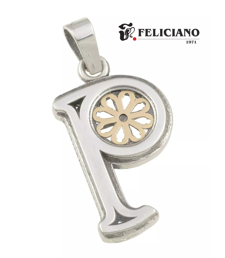 Colgante P pequeña, en plata y oro, La bella desconocida