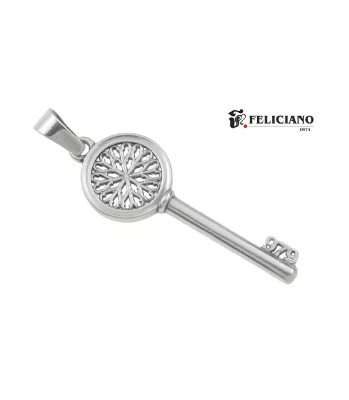 Colgante Llave grande sin bisel en el rosetón en plata.