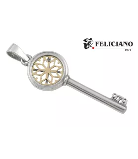 COLGANTE LLAVE GRANDE SIN BISEL EN EL ROSETÓN PLATA Y ORO, LA BELLA DESCONOCIDA EB014