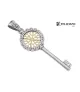 Colgante Llave grande en plata y oro, bisel 16 circonitas.