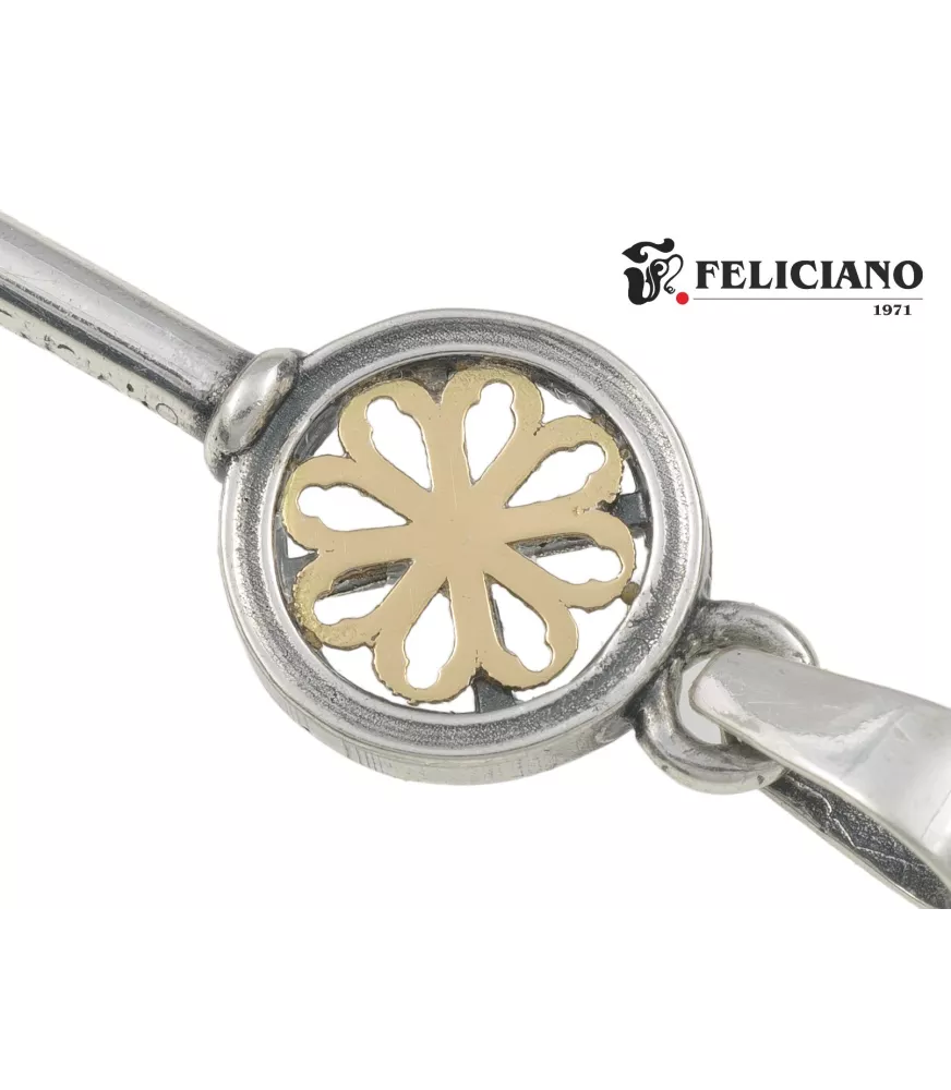 Colgante Llave pequeña sin bisel en el rosetón en plata y oro.