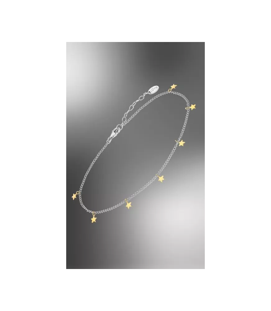 Tobillera Lotus Silver Anklets, estrellas, en plata 925 milésimas y plata chapada.