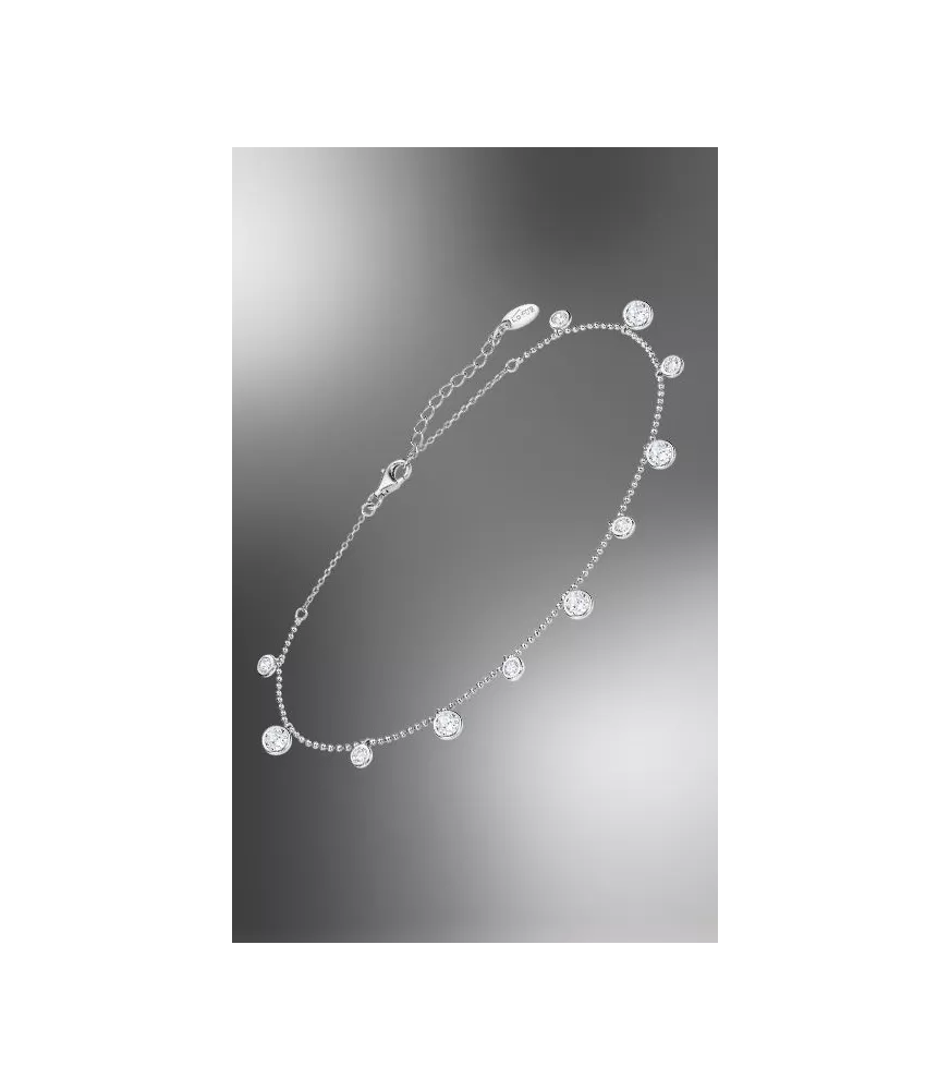 Tobillera Lotus Silver Anklets, circonitas grandes, en plata 925 milésimas