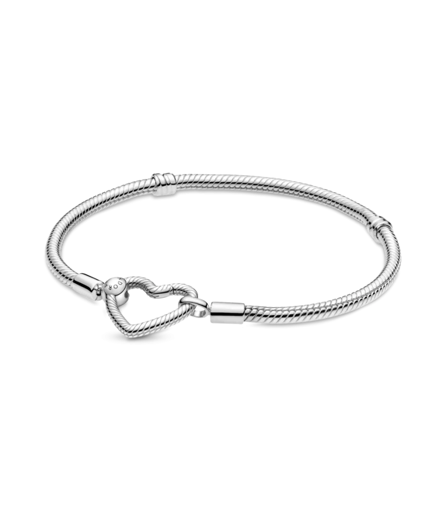 Pulsera Pandora Moments en plata de ley Cadena de Serpiente Cierre Corazón 