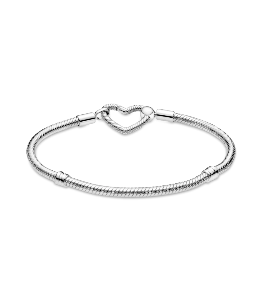 Pulsera Pandora Moments en plata de ley Cadena de Serpiente Cierre Corazón 
