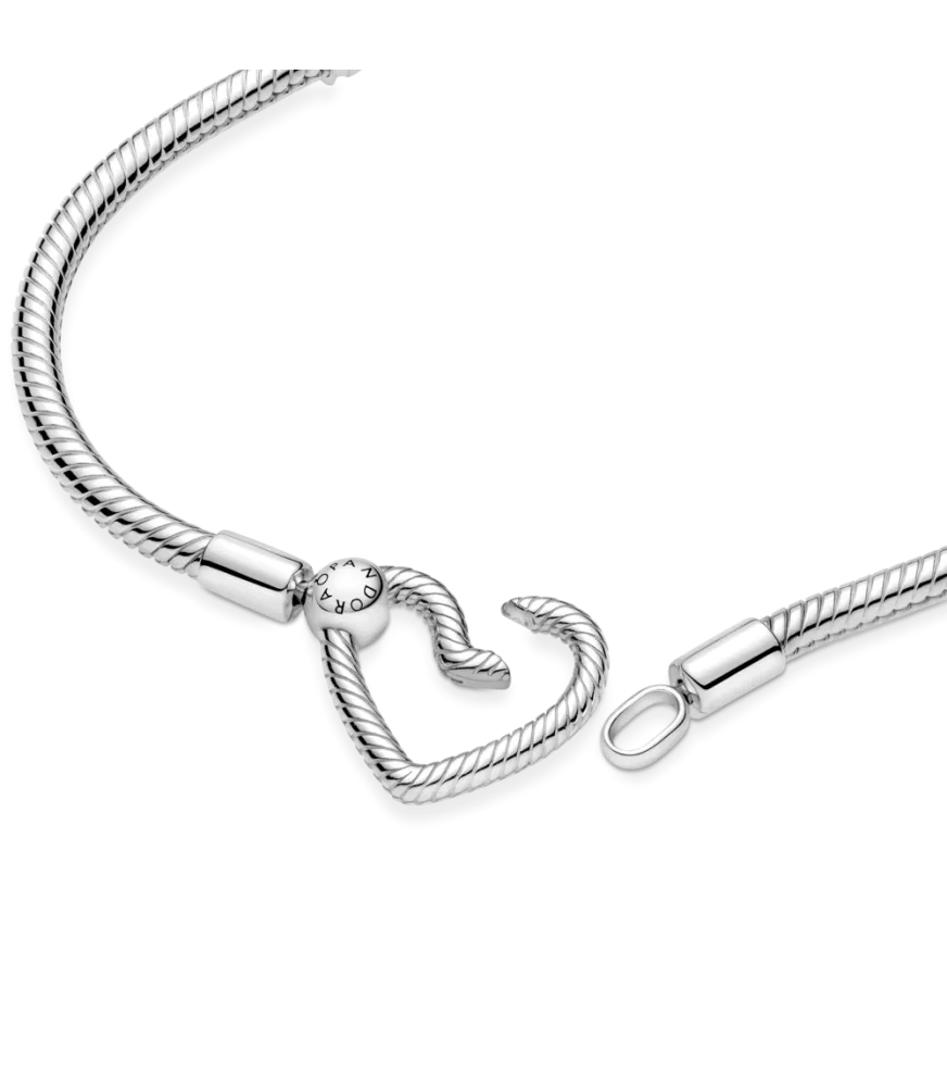 Pulsera Pandora Moments en plata de ley Cadena de Serpiente Cierre Corazón 
