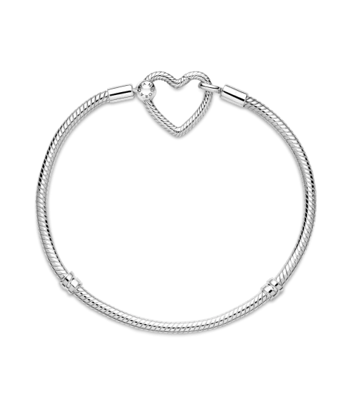 Pulsera Pandora Moments en plata de ley Cadena de Serpiente Cierre Corazón 