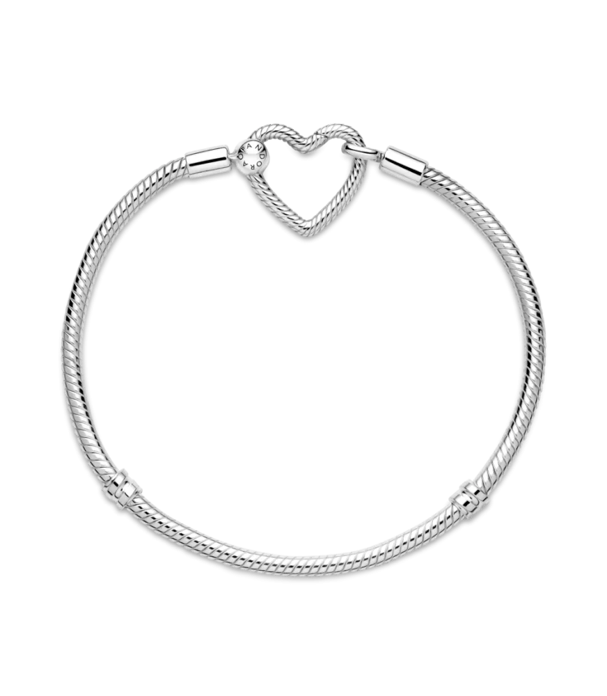 Pulsera Pandora Moments en plata de ley Cadena de Serpiente Cierre Corazón 