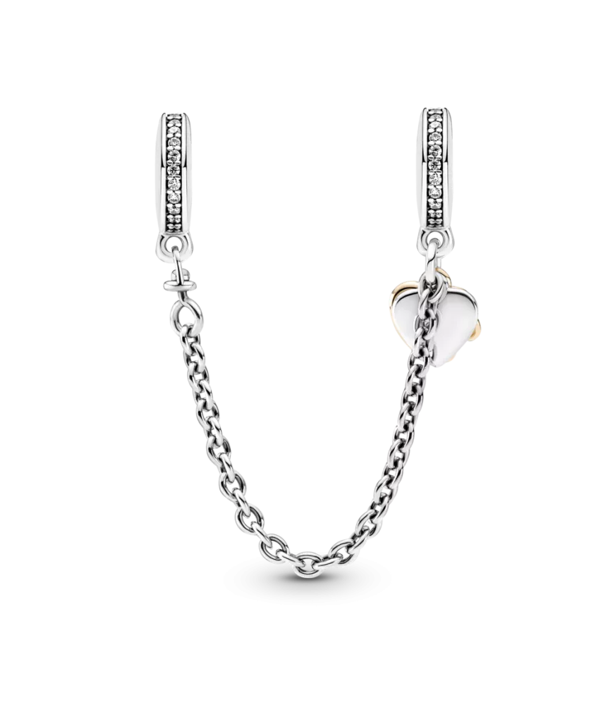 Cadena de Seguridad en plata de ley y Pandora Rose Corazón Famiiliar