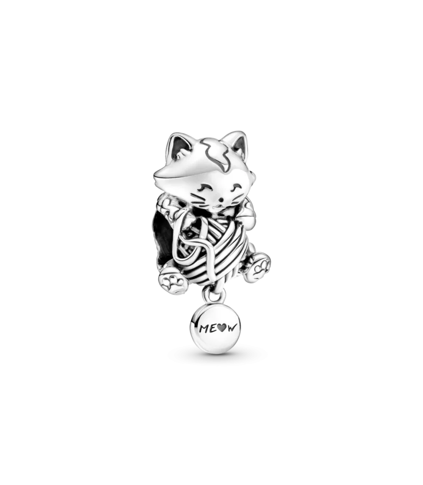 Charm en plata de ley Gatito & Ovillo de Lana