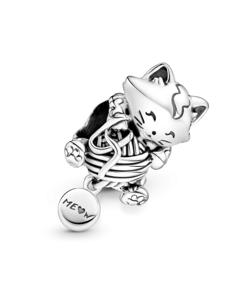 Charm en plata de ley Gatito & Ovillo de Lana