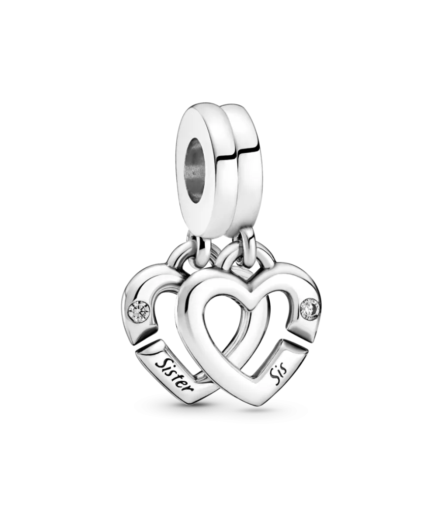  Charm Colgante en plata de ley Hermanas Unidas Corazones Divididos