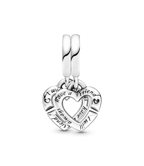  Charm Colgante en plata de ley Hermanas Unidas Corazones Divididos