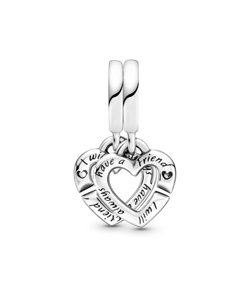  Charm Colgante en plata de ley Hermanas Unidas Corazones Divididos