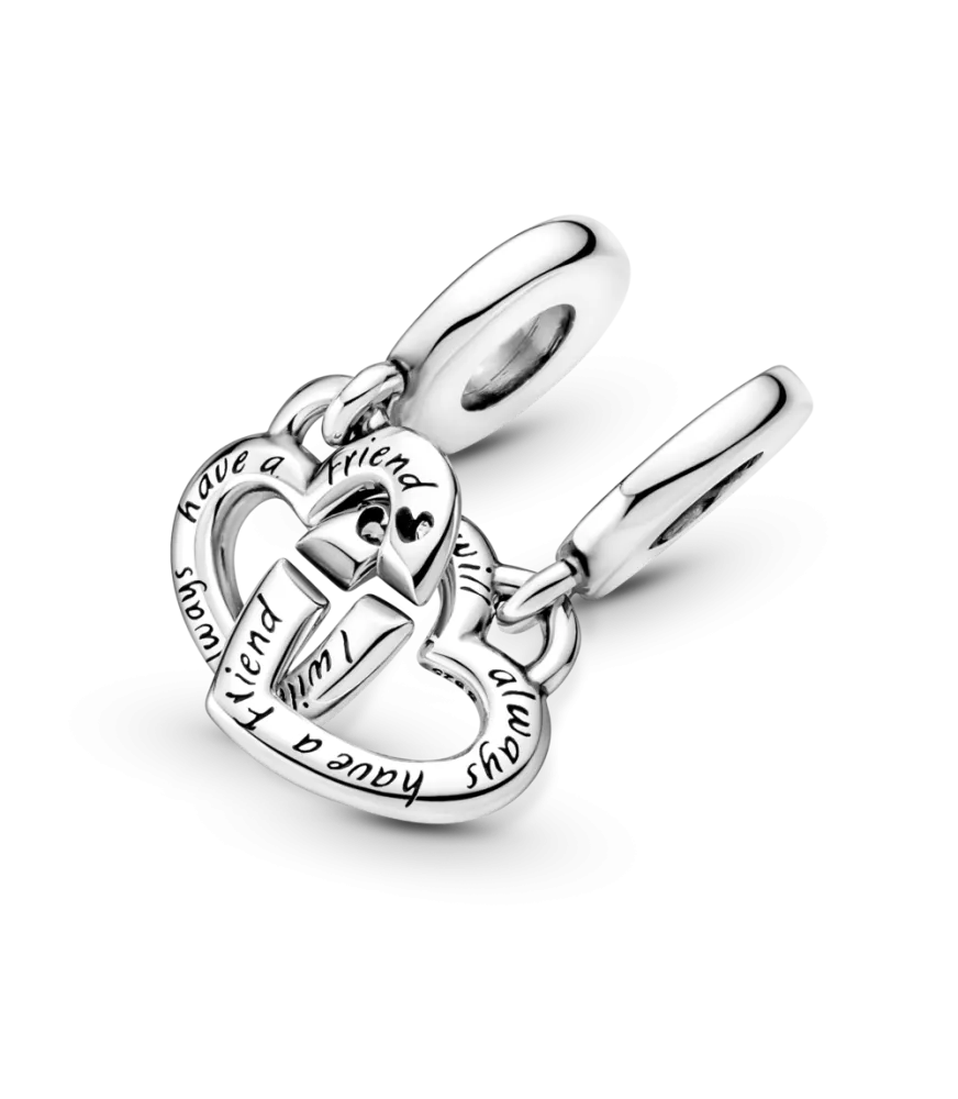  Charm Colgante en plata de ley Hermanas Unidas Corazones Divididos