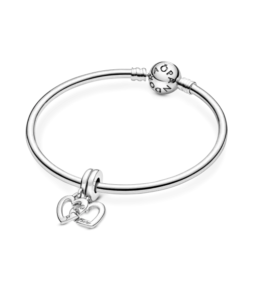  Charm Colgante en plata de ley Hermanas Unidas Corazones Divididos