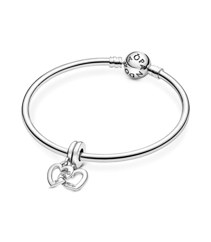  Charm Colgante en plata de ley Hermanas Unidas Corazones Divididos