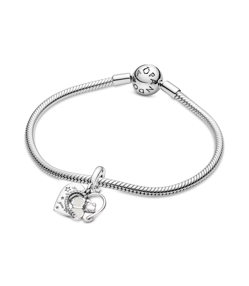 Charm Colgante en plata de ley Gatos & Corazones