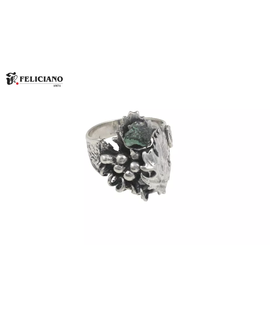 Anillo de plata, parra malaquita