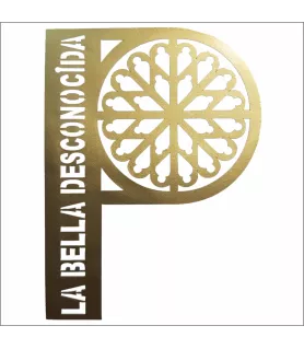 PEGATINA VINILO DORADO P DE PALENCIA  7.5 x 5.5 CM, ROSETON DE PALENCIA SIGLO XV/XVI PEG001