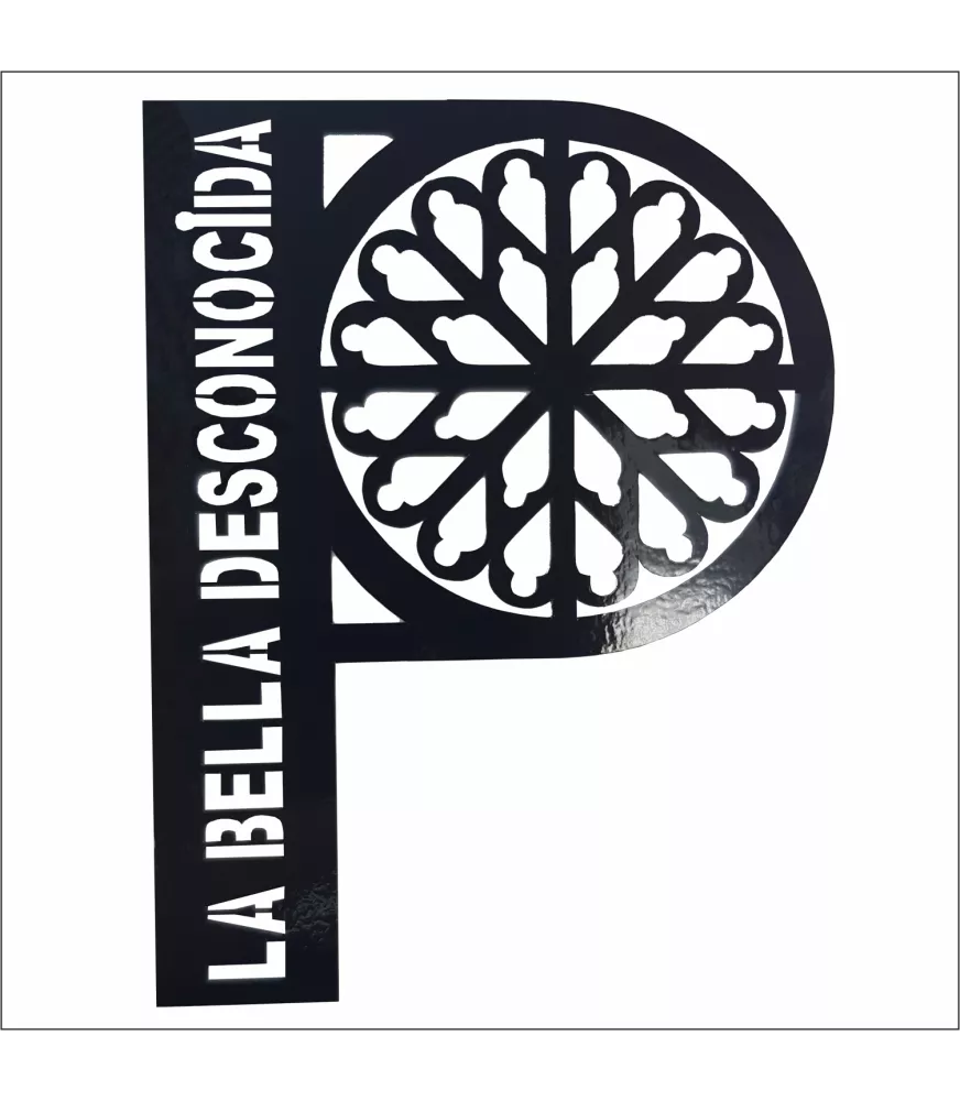 Pegatina Vinilo negro P de Palencia, 7.5 x 5.5 cm