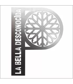 PEGATINA VINILO PLATEADO P DE PALENCIA 10 x 7.5 CM, ROSETON DE PALENCIA  SIGLO XV/XVI PEG006