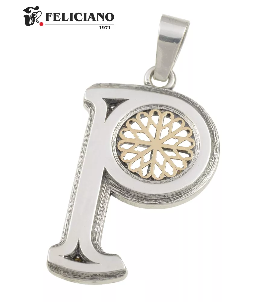 Colgante P grande, en plata y oro, La bella desconocida