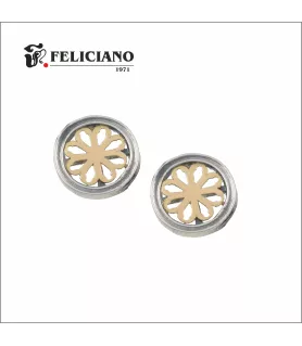 PENDIENTES ROSETÓN PEQUEÑO PLATA Y ORO, SIN BISEL, LA BELLA DESCONOCIDA FB007