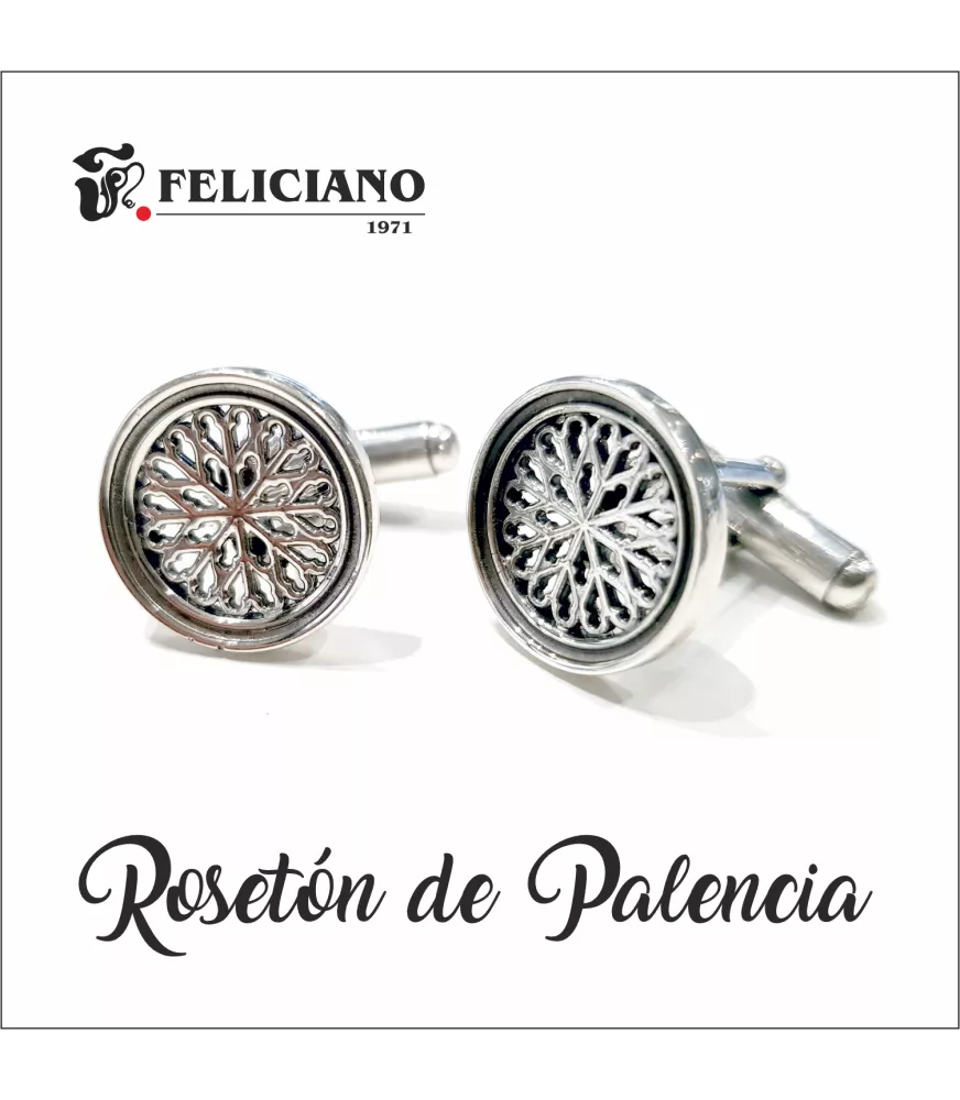 Gemelos rosetón en plata 925 milésimas.