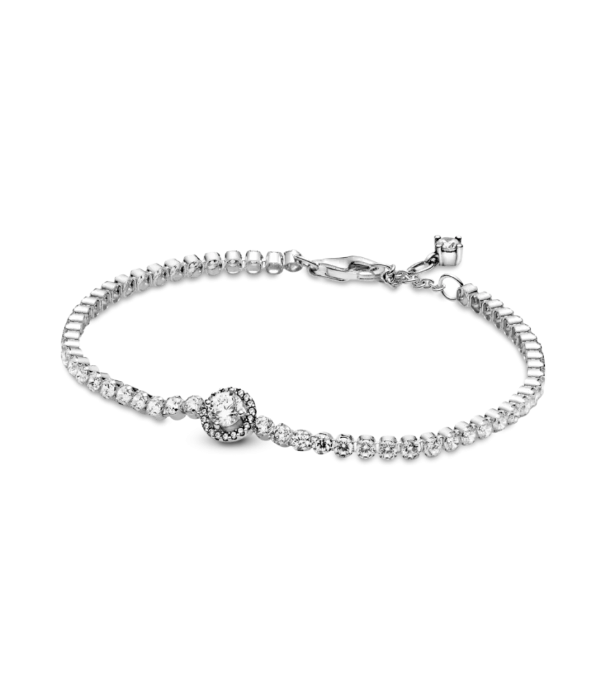 Pulsera en Plata de Ley Tennis Halo Brillante