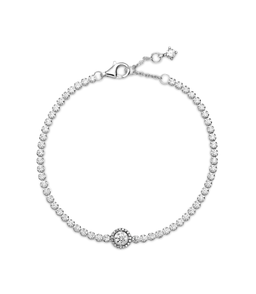 Pulsera en Plata de Ley Tennis Halo Brillante