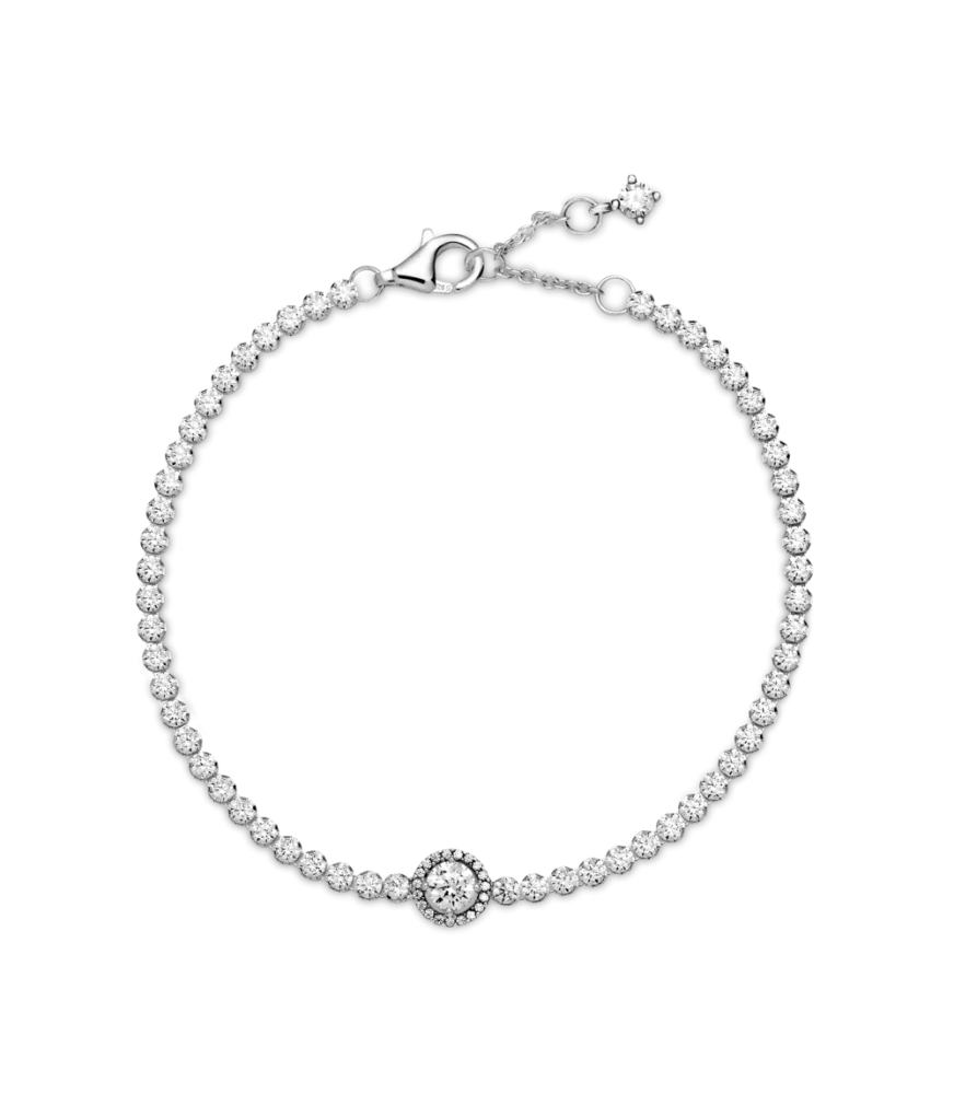 Pulsera en Plata de Ley Tennis Halo Brillante